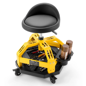 vevor rolling shop stool with wheels and tool tray – adjustable mechanic seat